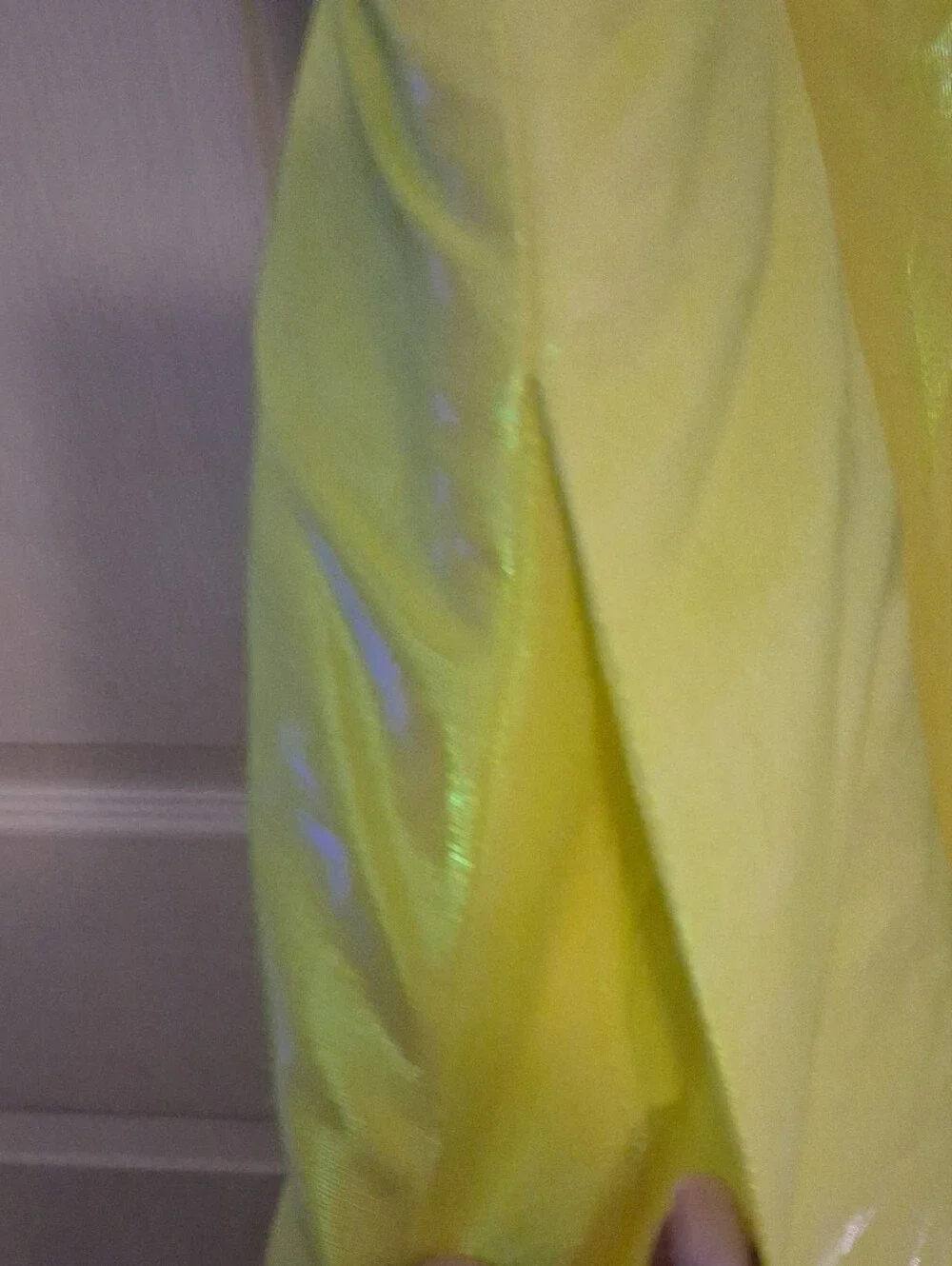 Christopher John Rogers Neon Yellow Shiny Puff Sleeve Dress